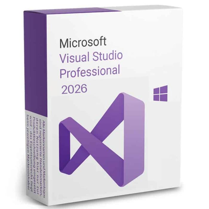 Microsoft Visual Studio Professional 2026 License Box