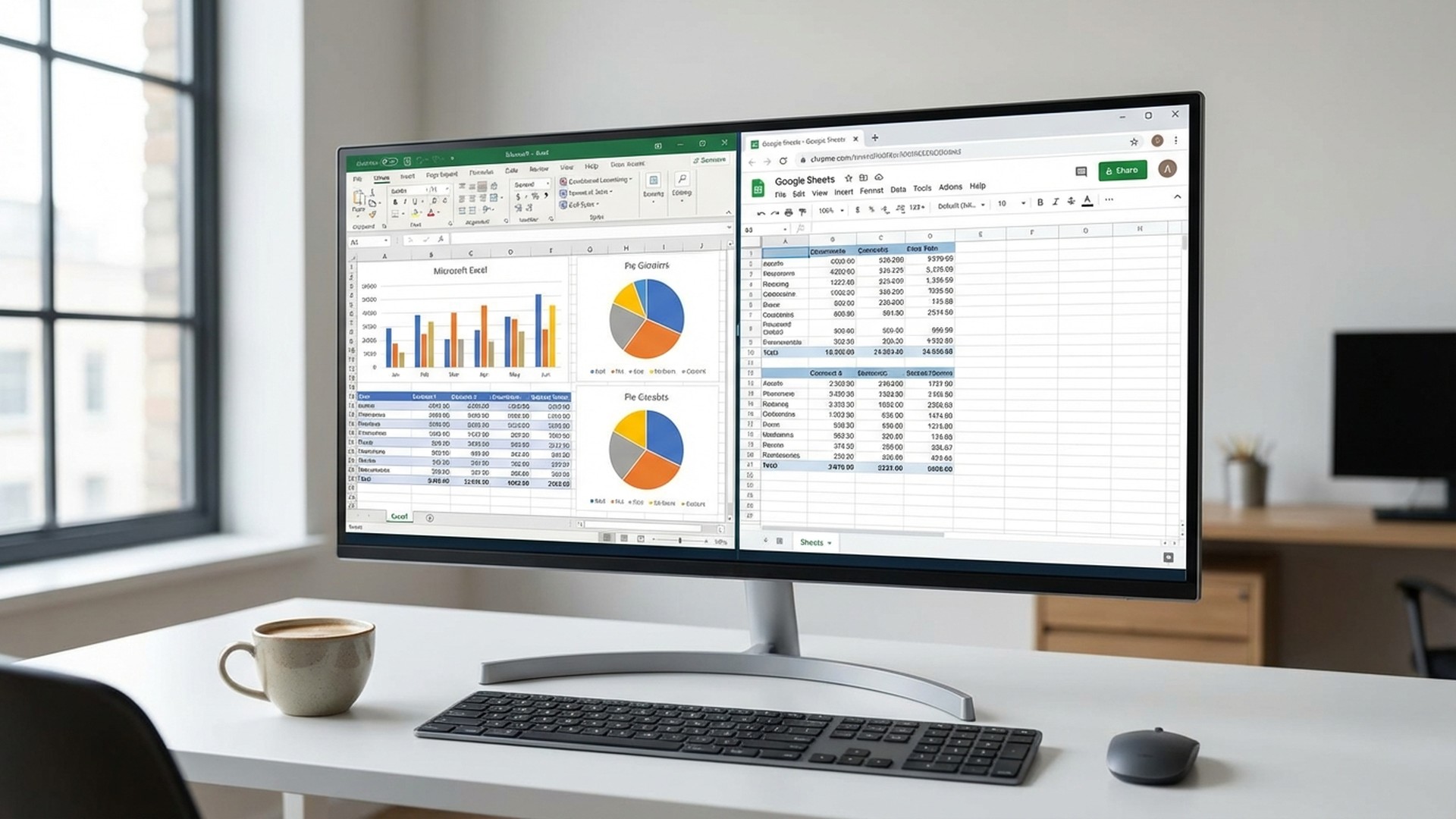 Comparativa Microsoft Excel vs Google Sheets en un escritorio moderno