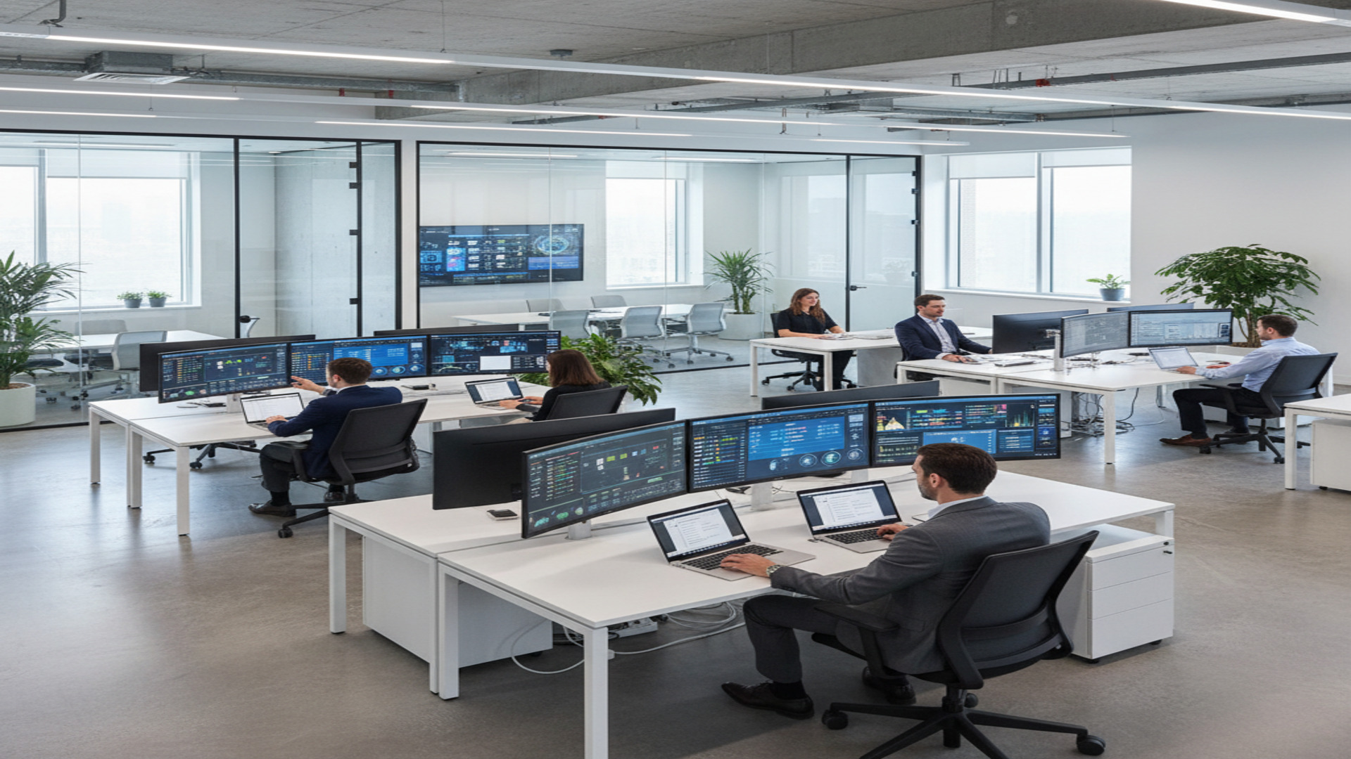 Bureau IT d'entreprise gérant des machines virtuelles Parallels Desktop 26 sur plusieurs MacBooks