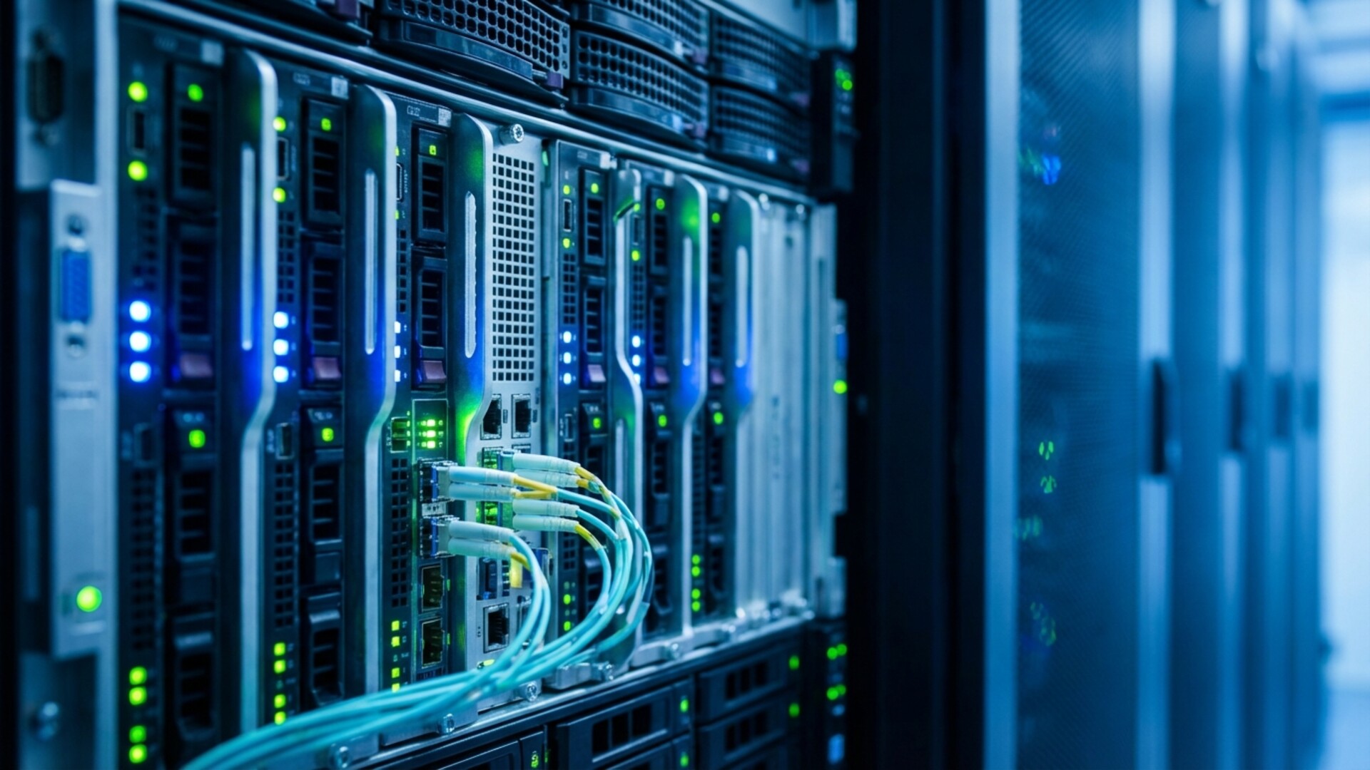 Primer plano de hardware de servidor empresarial con indicadores de actividad de base de datos representando el rendimiento y la fiabilidad de SQL Server