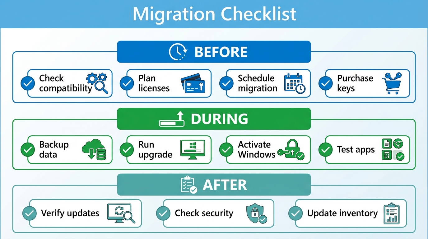Lista de verificacao de migracao Windows