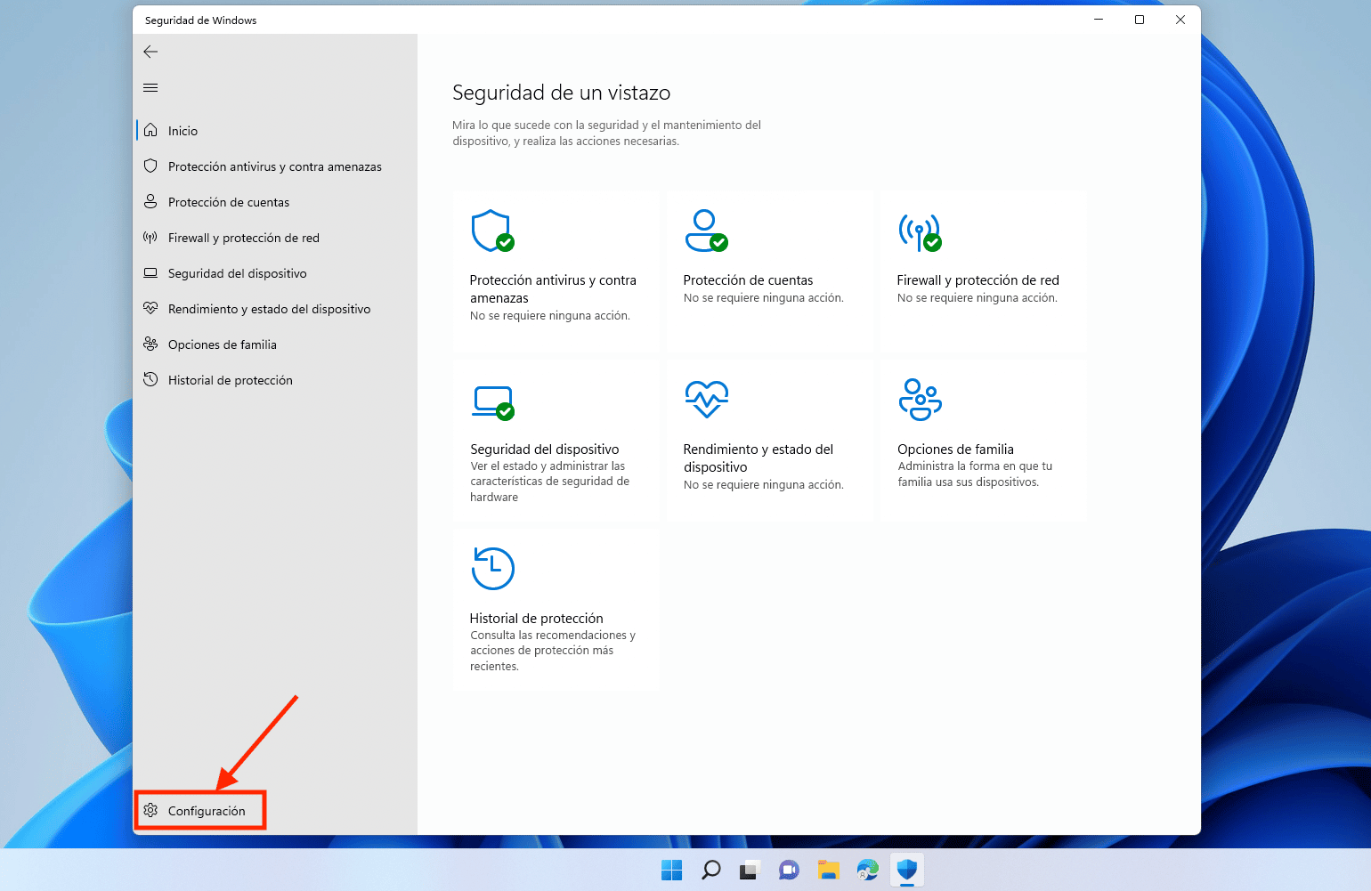 Seguridad de Windows - Configuración