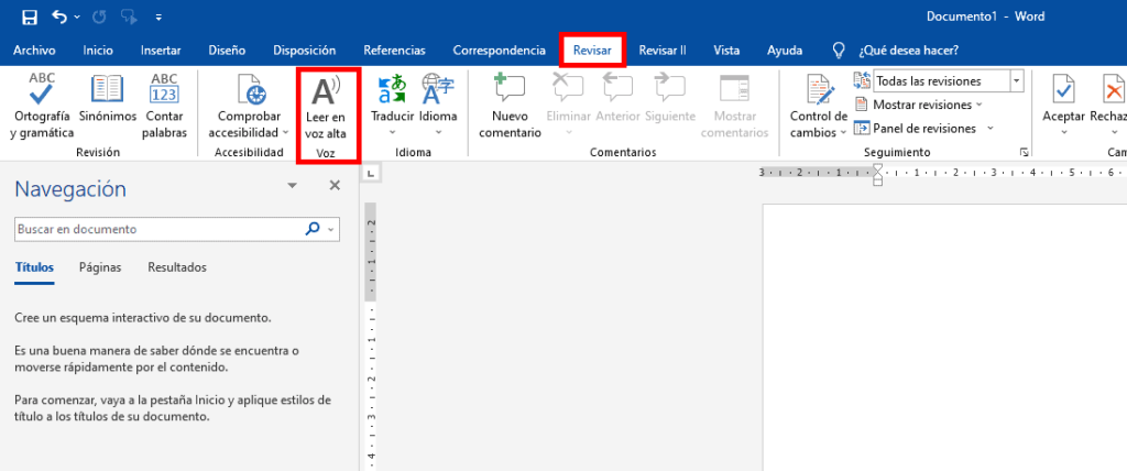 Leer en voz alta en Microsoft Word