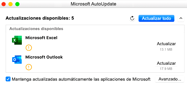 Actualizar Outlook en Mac
