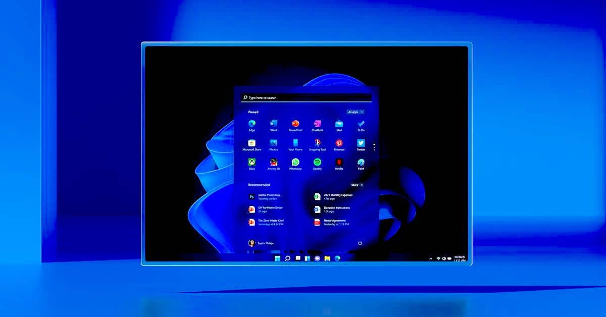 Pantalla de inicio Windows 11