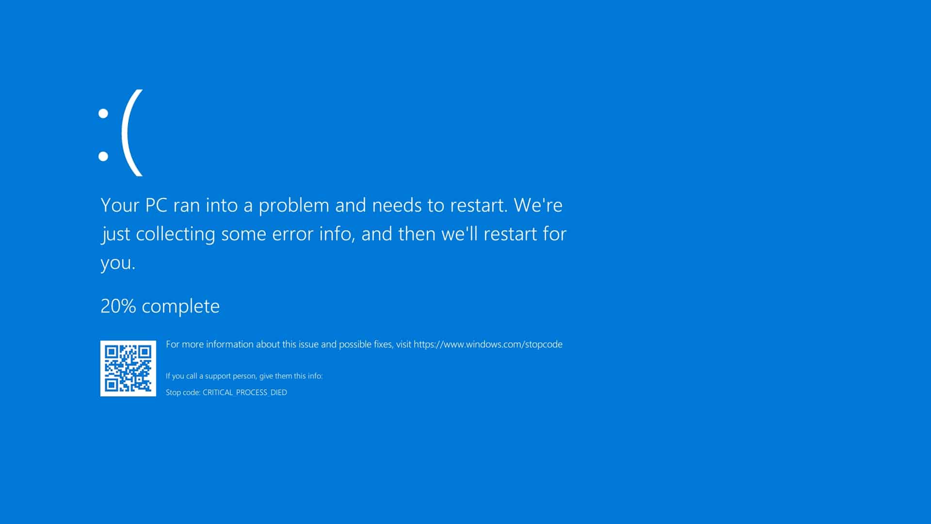 Schermata blu di errore in Windows 10