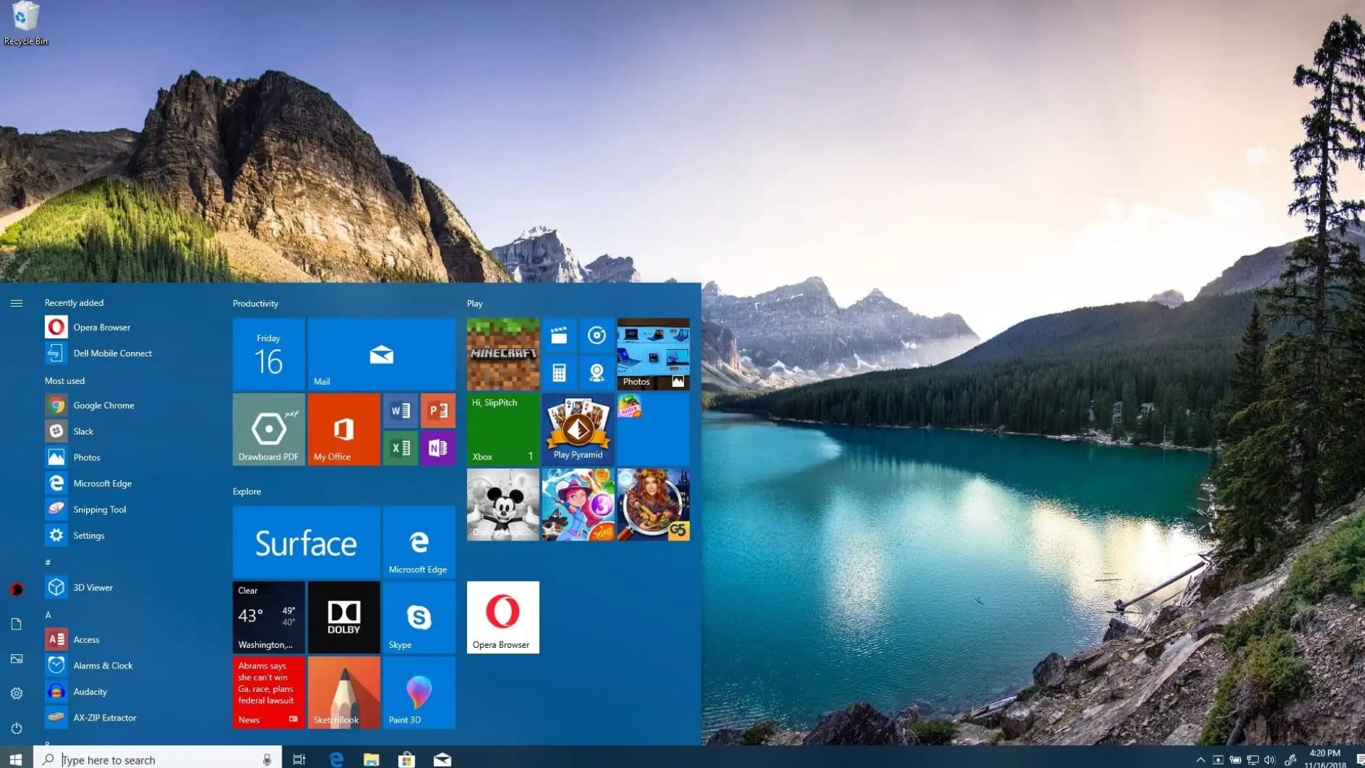 Personalizzazione del desktop di Windows 10