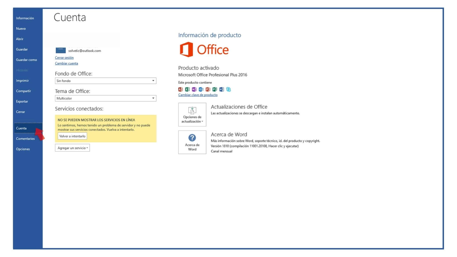 Procedura per verificare la licenza di Office