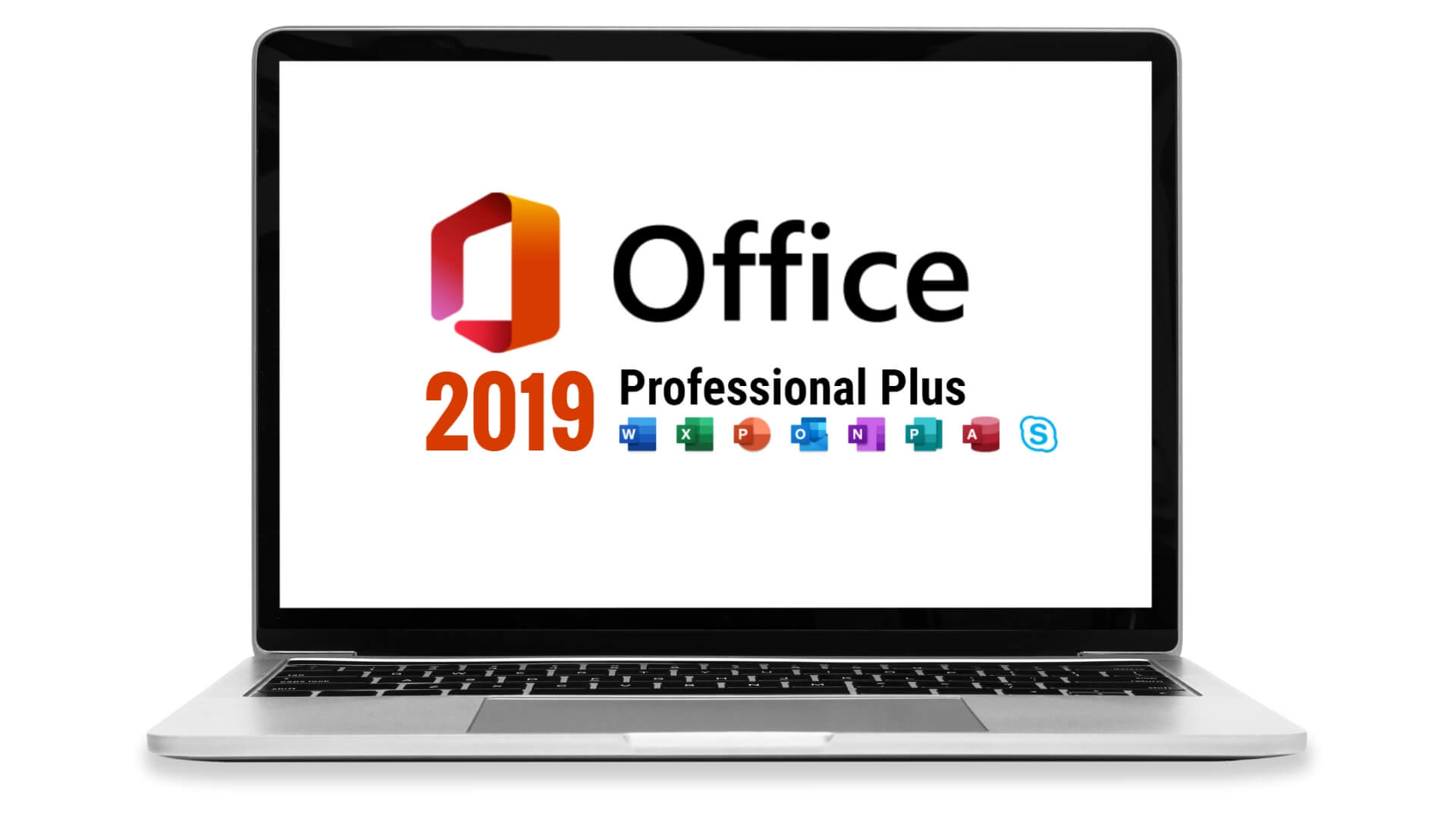 Bildschirm mit Office Pro Plus 2019-Anwendungen