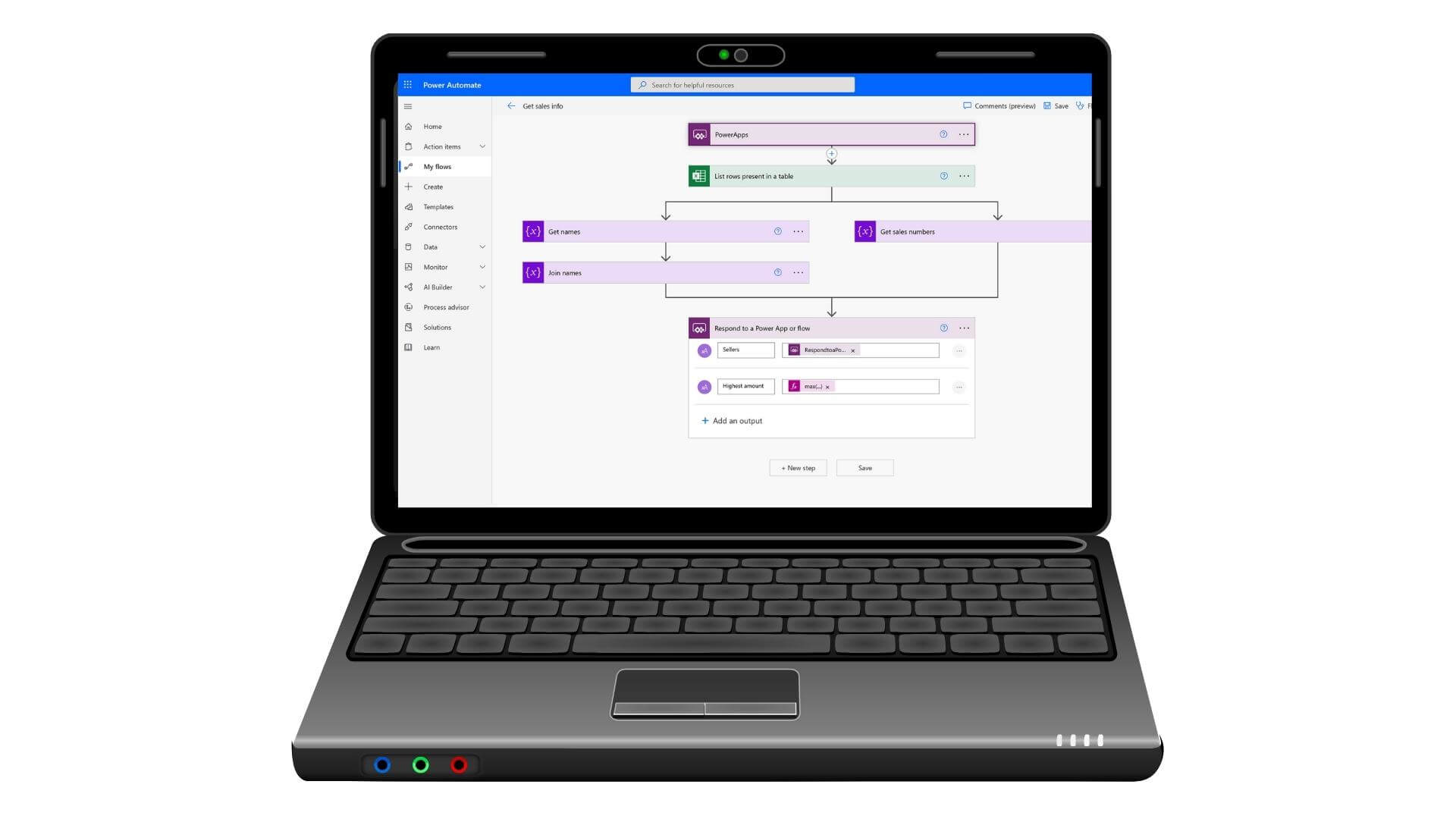 Screen with Power Automate