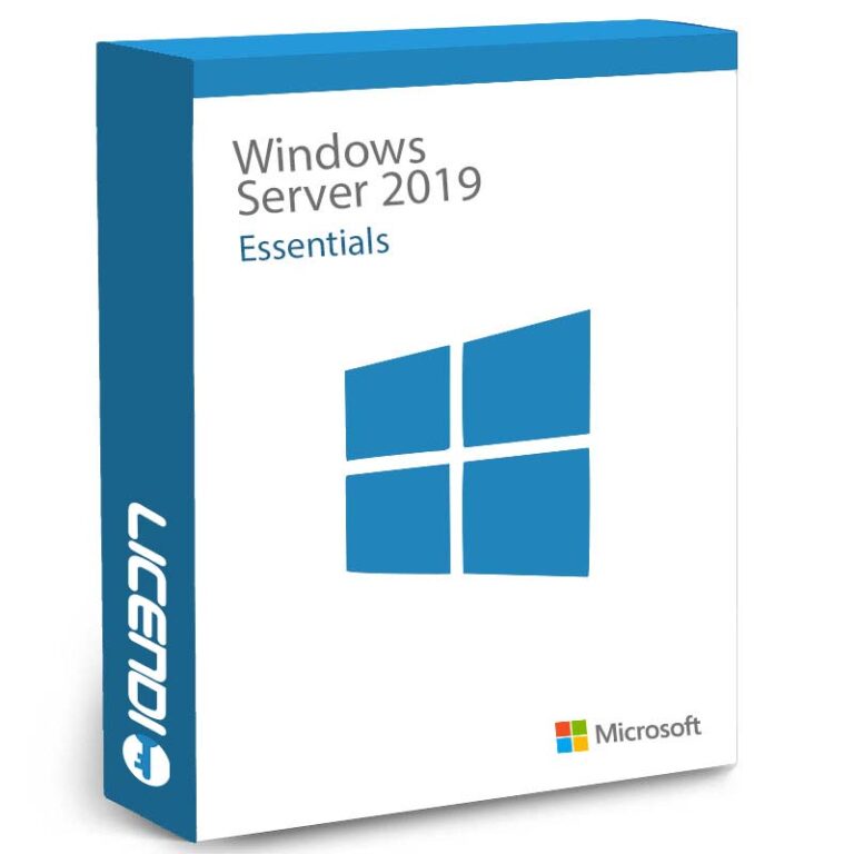 Caja de producto Microsoft Windows Server 2019 Essential